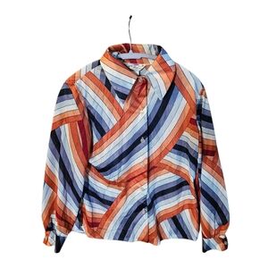 Vintage Chevron Button-Up Shirt 70's 80's Medium